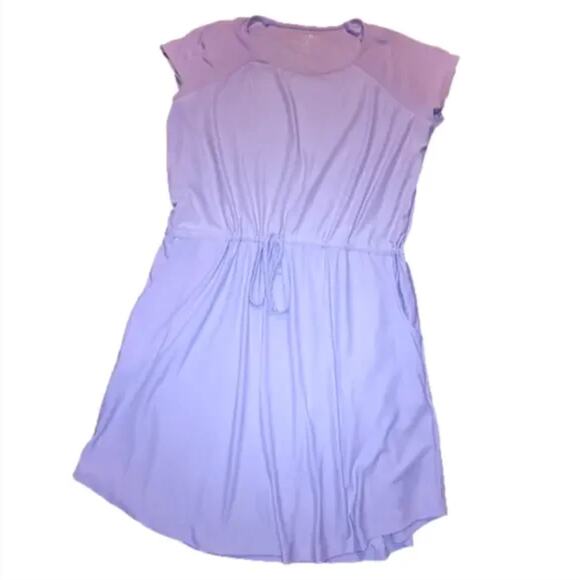 JUST BE Lavender Purple Cotton Romper Dress Elastic Drawstring Waist 1X - Picture 2 of 6